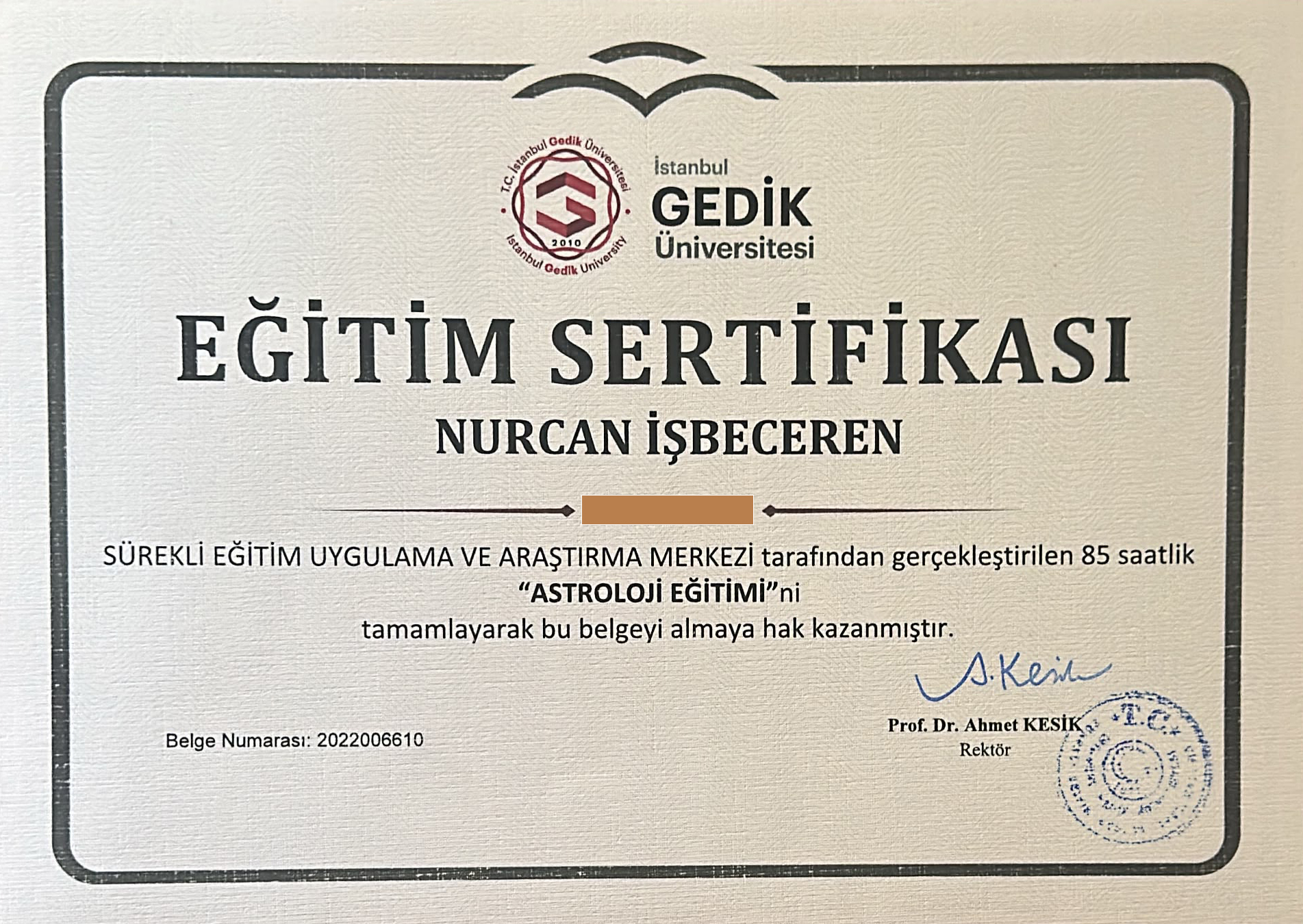 Astroloji Eğitimi — İstanbul Gedik Üniversitesi